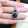 Ciondoli Altro Diamante originale placcato in oro bianco 18 carati Test passato Taglio brillante rotondo Ciondolo con pietra preziosa Moissanite verde scuro da 6 ct totale