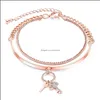 Lien Chaîne Papillon Bracelet Ensemble Croix Mauvais Œil Clé Carré Perles Chaîne Bracelets Réglable Charmes Plage Bijoux Pour W Dhseller2010 Dh7Ie