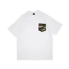 Men039s TシャツTシャツヴィンテージシャツメンズカモポケットメン39S黒と白の高品質の綿20228124326