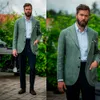 Green Warm Men Long Coat Tuxedos Groom Thick Wool Party Prom Jacket Business Wear Outfit One Piecer