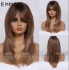 Synthetic Wigs Fl Head Er Gradient Color Medium Length Straight Hair 18khb