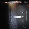 Set doccia termostatico per bagno di alta qualità Set da 24 pollici per soffione a cascata con soffione a cascata LED con set di rubinetti a getto per il corpo massaggiante