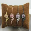 Lien Bracelets 10 pcs/lot Conception Coloré Belle Fleur Connecteur Cz Bracelet Plaqué Cubique Zircon Composant En Gros