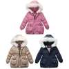 Down Sonbahar Kış Bebek Bebek Ceket Sıcak tutun Noel Kürk Kürk yakalı kapşonlu fermuar dış giyim 2 3 4 yaşında çocuk kıyafetleri