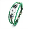 Braccialetti con ciondoli Spring Pu Leather Mtilayer intrecciato 18Mm Bracciale con bottone automatico Colorf Nero Bianco Donna Uomo Punk Bangle Noosa Sh Sport1 Dhdlw