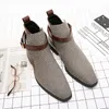 Knöchel 97ca7 Boots Britische Männer Schuhe Klassische farbblockierende Publing-Gürtelschnalle Fashion Casual Street All-Match AD031