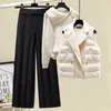 Women's Two Piece Pants Plus Size Winter Warm 3 Set Women Pullover Sweater Wide Leg Lamb Wool Vest Knitted Suit Tracksuit Clothes 220830