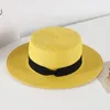 Cappelli larghi brim casual cappello di paglia da donna estate retrò top top clima per la protezione solare da spiaggia da viaggio piccolo nastro