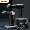 フルボディマッサージャーSanlefit Compress Massage Gun Cool LEDライトパーカッションピストルディープティッシュマッスルネックとバックリラクゼーション220829