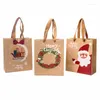 Emballage cadeau 3 pièces sac en papier Portable année Navidad noël traîneau père noël cercle bonbons biscuits emballage boîtes cadeaux sacs fournitures