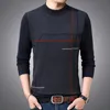 Herrtröjor Autumn Winter Warmth Pullover Bottom Shirt Tröja Men's Business Casual Round Neck Slim Standed Long Sleeped 220830