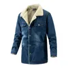 Chaquetas para hombres Denim Trench Largo Nueva Moda Negro Invierno Azul Casual Jeans Fleece Cálido XXL L220830