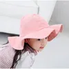 Yuxic Summer Baby Hat Girls Beach Sun Hat Cotton Babe Bucket Caps Lovely Lace 조절 식 아기 Panama12536