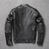 Herrläder faux topplager 100% kohudkläder står krage motorcykel ungdomens höst och vinter stor storlek jacka 220905