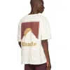 Erkek tişörtleri Hip Hop Gevşek Mehtap Rhude T-shirt Erkek Kadın 1 1 Etiketleri %100 Pamuk Gün Batımı Baskı Siyah Beyaz Kayısı Üst Tee