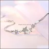 Link Chain Women Crystal Star Link Armband Justerbar lila klar CZ Rhinestone Anklet Bangle For Party Wedding Vale DHSeller2010 DHZXM