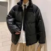 Мужские куртки M-5XL Плюс размер Корейская модная куртка Кожаная черная с длинным рукавом Сплошной цвет Теплая молния Зимняя парка Одежда 4XL L220830