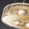 Pendelleuchten Moderne Glas-Kronleuchter-Beleuchtung für Wohnzimmer Rundes Esszimmer LED-Gold-Hängeleuchten