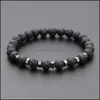 Brins de perles 8 mm Pierre de lave Perles noires Bracelet pour femmes Hommes Yoga Bouddha Énergie Bijoux Drop Livraison 2021 Br Dhseller2010 Dhsuj