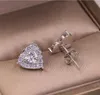 925 Sterling Silver Stud Girl Pear Cut White Topaz CZ Diamond Simple Party Vrouwen Wedding Heart Stud Earring Gift