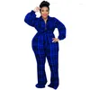 Pantalon grande taille combinaisons femmes vêtements Corset taille haute à manches longues barboteuses automne Plaid imprimé décontracté Flare combinaison surdimensionné