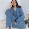 Damen-Nachtwäsche NHKDSASA Kimono-Pyjama aus 100 % Baumwollkrepp mit langen Ärmeln, Damenanzug, Heimservice, Mujer 220830