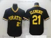 2021 Nieuws Baseball 21 Roberto Clemente Jerseys Stitched 8 Willie Stargell Retro Blue 20 Mike Schmidt Yellow 24 Barry Bonds Jersey ray Road White Home Black Alternate