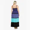 Vestidos casuais mulheres listradas bohemian xxl plus size verão vestido maxi coloras contrárias sexy long sunress w846035