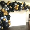 Juldekorationer svart guld ballong Garland Arch Kit Confetti Latex 30th 40th 50th Birthday Party S Adults Baby Shower 220829