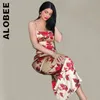 Robes décontractées Alobee Floral Imprimé Robes Moulantes Paresseux Slim Streetwear Chic Vintage Tenues Simple Élégant Femme Vestidos Robe Femme 220829