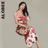 Robes décontractées Alobee Floral Imprimé Robes Moulantes Paresseux Slim Streetwear Chic Vintage Tenues Simple Élégant Femme Vestidos Robe Femme 220829