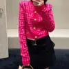 Women's Jackets Designer B166 Coats Elegant occasions Vintage New cerise girl party High Quality Shoulder Pads Knitted Cardigan Female Chic Casual ZP2V