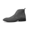 Ankle Men Vintage Boots Shoes Solid Color Faux Suede Classic Wingtip Lace Up Fashion Casual Street Versatile AD036 5400