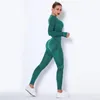 Zweiteilige Damenhose, Herbst/Winter, Damen-Sport-Fitness-Yoga-Lauf-T-Shirt, langärmliges Stretch-Oberteil, O-Ausschnitt, Workout