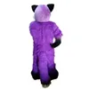 Costumi mascotte Capelli lunghi Viola Husky Fox Dog Costume mascotte Cartone animato di alta qualità Peluche Animale Personaggio a tema Anime Formato adulto Carnevale di Natale