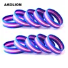 Bracciale LGBT Pride Arcobaleno Pansessuale Asessuale Genderqueer Braccialetto bisessuale Gioielli Braccialetto in silicone 10PCS molto