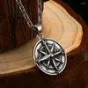 Colares de pingentes Personalidade Viking Men's Colar's Fashion Style Retro Compass Jewelry