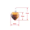 24pcs/로트 커플 자연 스톤 펜던트 사랑 심장 모양의 매력 쿼츠 쥬얼리 제조 DIY NECKALCE GIRL GIFT BN345