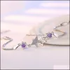 Link Chain Women Crystal Star Link Armband Justerbar lila klar CZ Rhinestone Anklet Bangle For Party Wedding Vale DHSeller2010 DHZXM