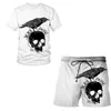 TRABALHOS MENINOS TRUMOS SUMPLEMENTES Moda retro de impressão 3D Harajuku estilo simples street shorts de camisetas casuais de 2 peças de 2 peças