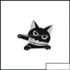 Piny broszki pinsbrooche biżuteria czarny kota nóż punkowy styl Enamowe broszki dla kobiet dziewczęta mody Akcesoria metal vintage b otwo5y