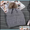 Beanie/Kafatası Kapakları Beanie/Skl Kapaklar Şapkalar Şapkalar Eşarplar Eldivenler Moda Aksesuarları Çocuk Adts Kalın Sıcak Kış Şapkası Kadınlar İçin Yumuşak Street OTQQU