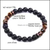 Bracelets de charme Hommes Bracelet Facettes Pierre Naturelle En Bois Perlé 8Mm Oeil De Tigre Spectrolite Bouddha Perles De Lave Soutien-Gorge Extensible Dhseller2010 Dhhnd