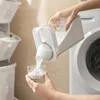 Pudełka do przechowywania pojemniki na pojemniki na proszek domowy pudełko w proszku z miarą miseczka przezroczysty plastikowy pojemnik na detergent do prania polej wylew 220830