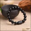 Brins de perles cristal obsidienne bracelet brins graver avec dragon ou phénix totem cylindre perle hommes femmes naturel S Dhseller2010 Dhabt