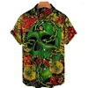 Men's Casual Shirts 2022 Men's Printed Oversized Short Sleeve Shirt 3D Skull Top And Women's Breathable Hawaiian 5XL