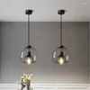 Pendant Lamps Vintage Smoke Gray/Amber Glass Lights 1/2/3 Light For Living Room Nordic E27 Led Loft Industrial Hanging Lamp Fixtures