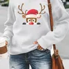 Kvinnor T -shirt Deer Face Lovely Cute 90 -tals svetttr￶jor Kvinnor Holiday Merry Christmas Fashion Clothing Casual Female Print Graphic Pullovers 220829