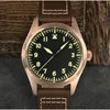 Relojes de pulsera San Martin reloj de bronce militar YN55A estilo Retro Simple para hombre relojes mecánicos automáticos correa de cuero 20Bar