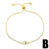 S3169 Gold Plated Enamel Evil Eye Bracelets For Women Blue Eyes Geometric Zircon Chain Adjustable Bracelets